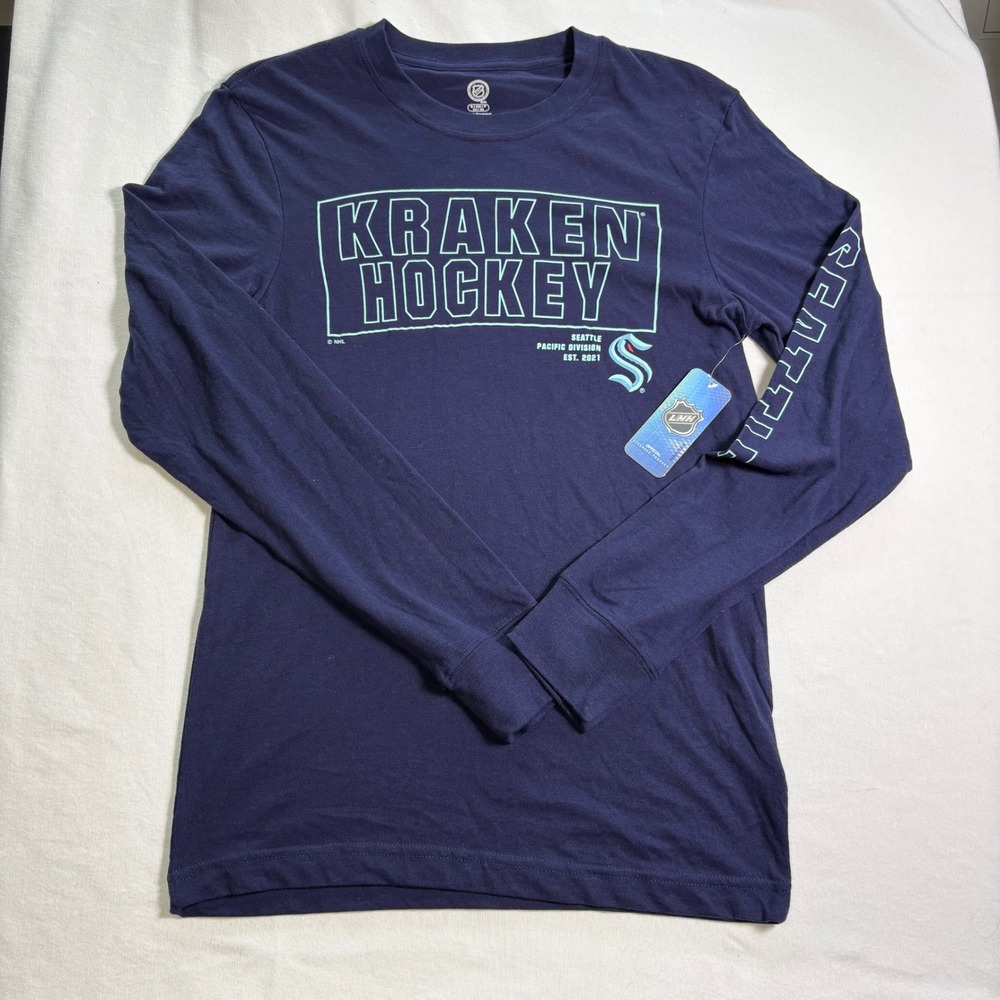 NHL, Seattle Kraken Long Sleeve T-Shirt, Navy Blue, Small